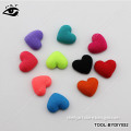 Solid Heart Shape Cloth Covered Buttons Flatback Fabric Button Sewing Accessories for Craft 17x14MM